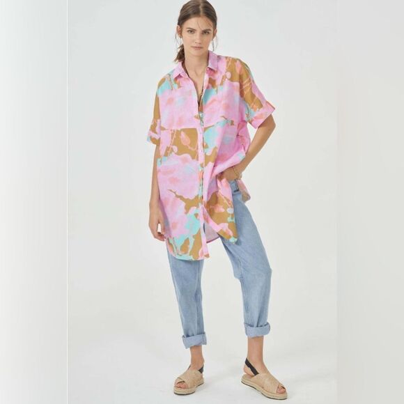 lanhtropy Dresses & Skirts - Lanhtropy Alba Shirt Aquarela Dress Size L/XL